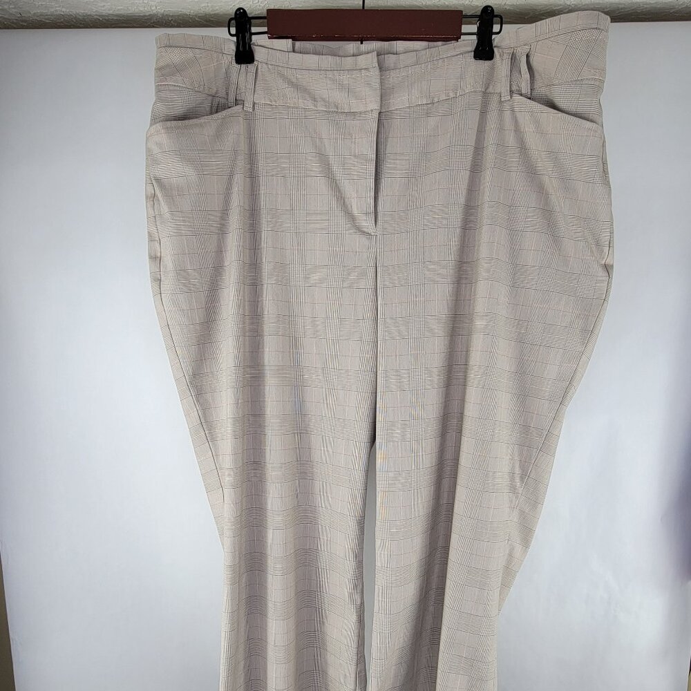 Lane Bryant Size 22 Average Dress Pants Tan Plaid Brown Peach Geometric Pattern